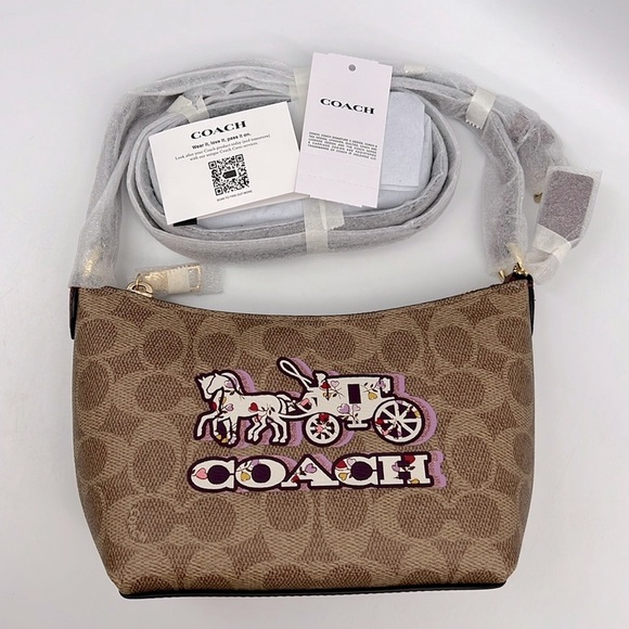 Coach Zip Top Crossbody Bag In Signature Canvas With Horse And Carriage Print - Picture 1 of 14